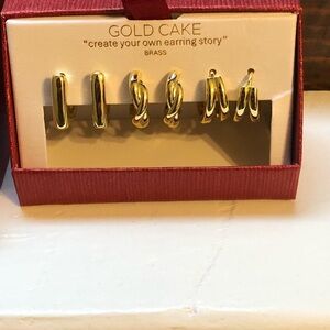 Gold Cake Shop 3 Pairs of Gold hoop earrings NIB
